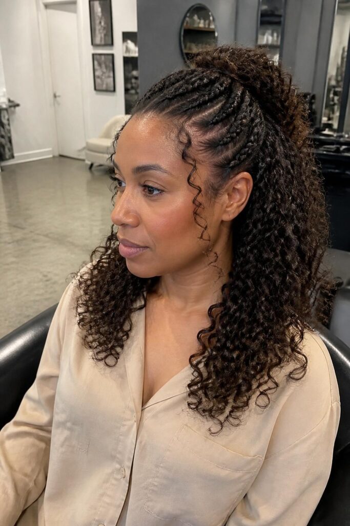 Half up half down with twists