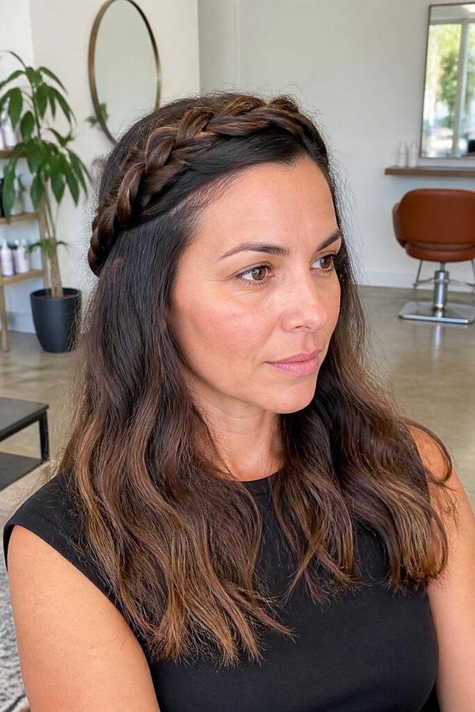 Halo braid half up