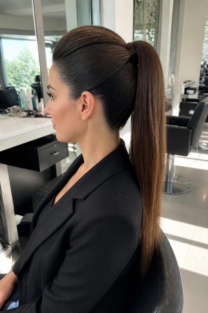 High ponytail with volume