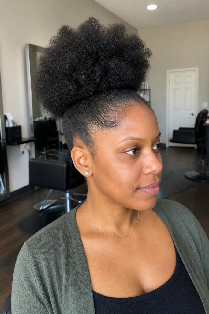 High puff with stretched sides