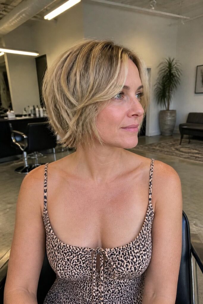 Hush cut with face framing layers