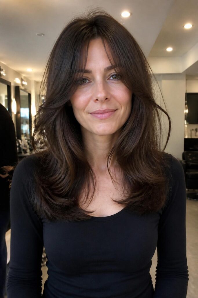 Inverted triangle face shag with soft layers and curtain bangs 683x1024 1