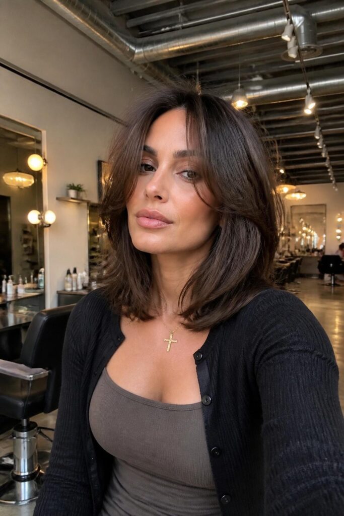 Layered bob with curtain bangs