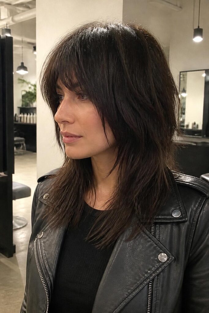 Layered shag with straight hair