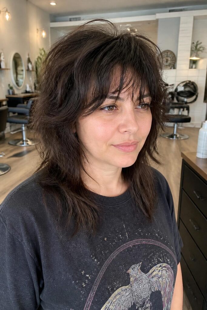 Layered shag with wispy bangs