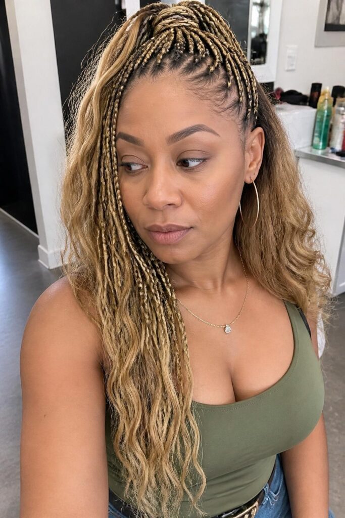 Lemonade braids half up