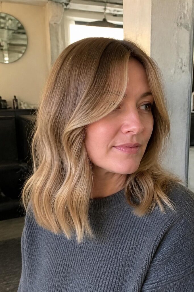 Long curtain bangs with a wavy lob 683x1024 1