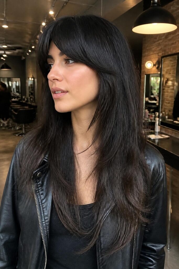 Long layers with chunky side bangs