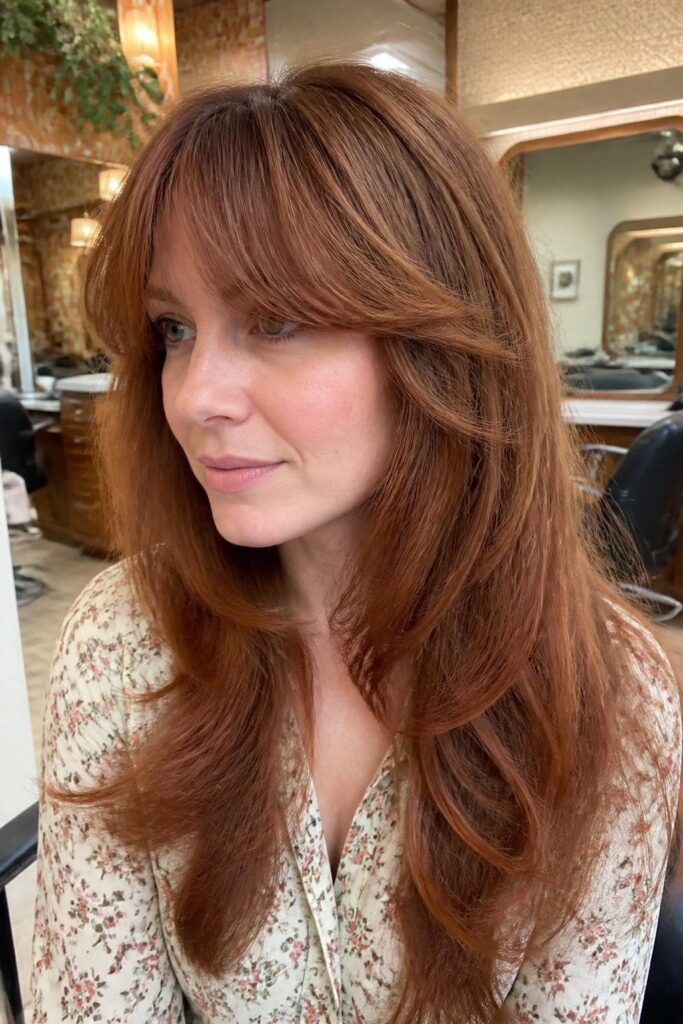 Long layers with feathered side bangs