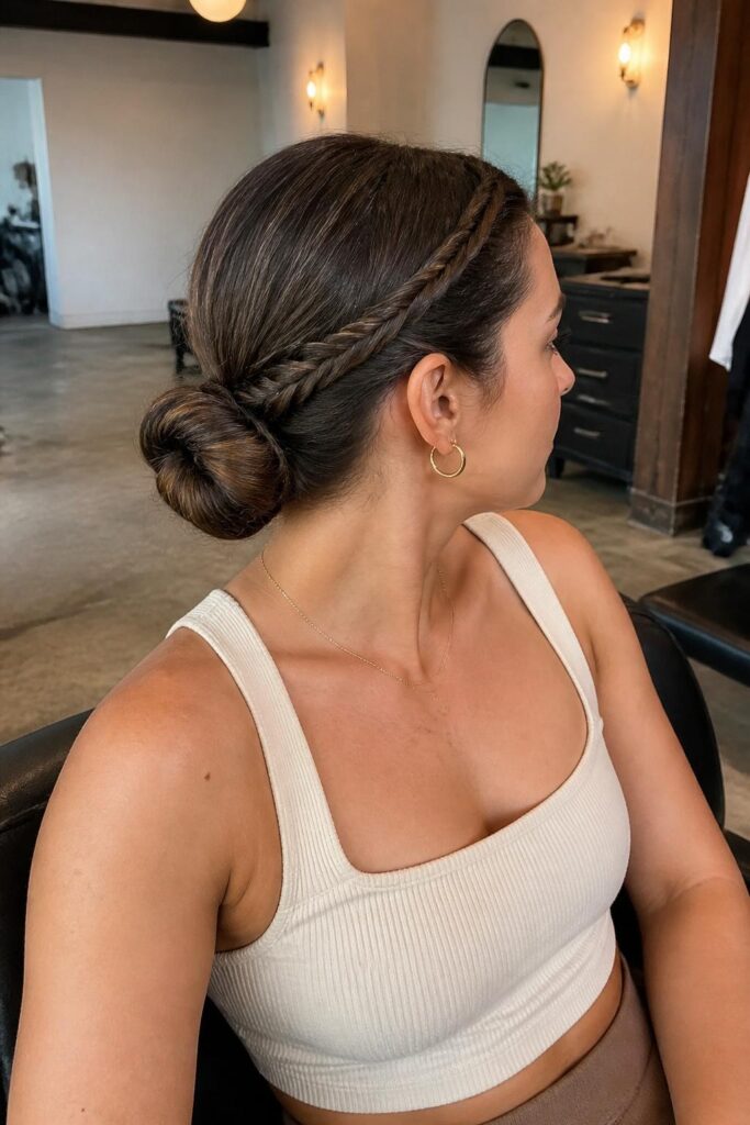 Low bun with baby braids