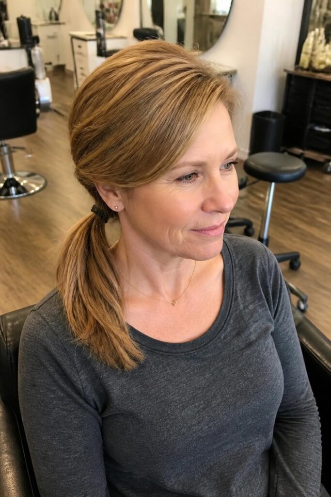Low ponytail with side sweep