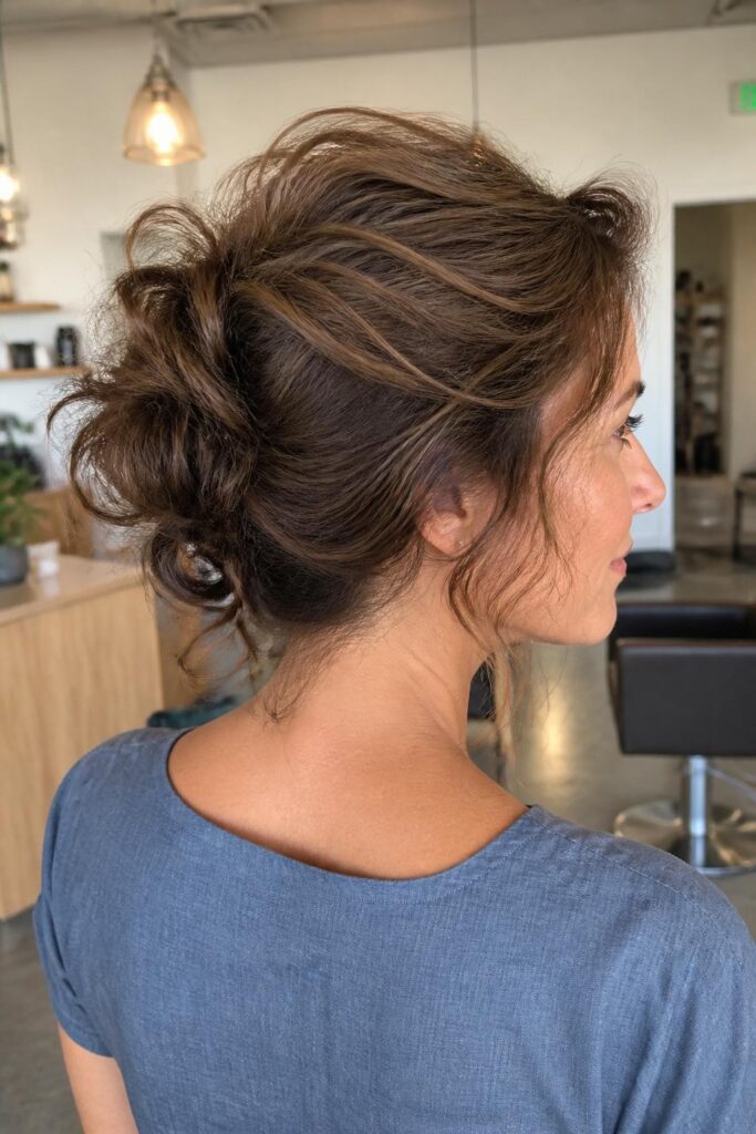 Messy textured updo