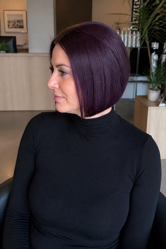 Mid-length straight purple bob