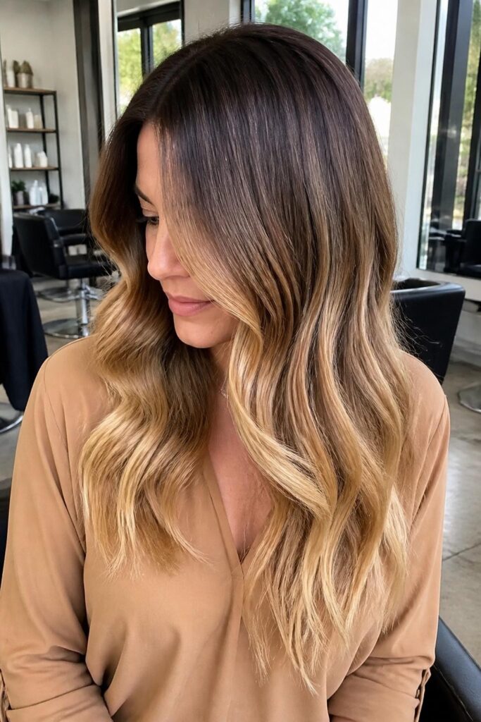 Mushroom brown with honey blonde ends