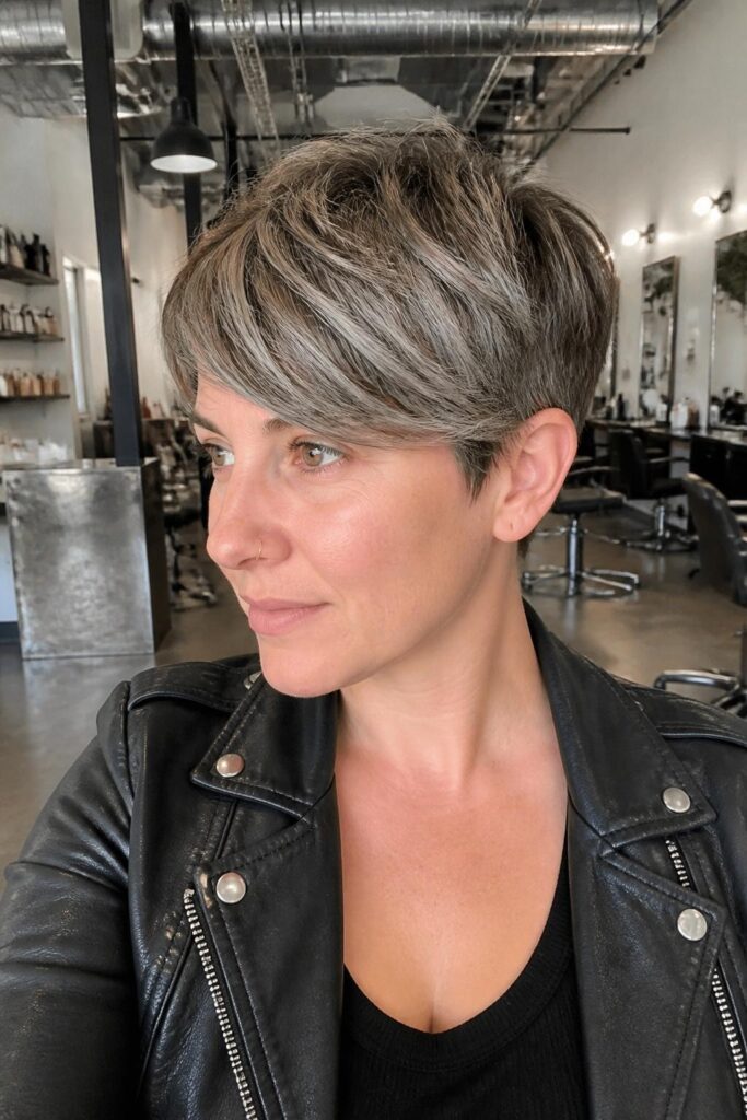 Mushroom brown with silver highlights