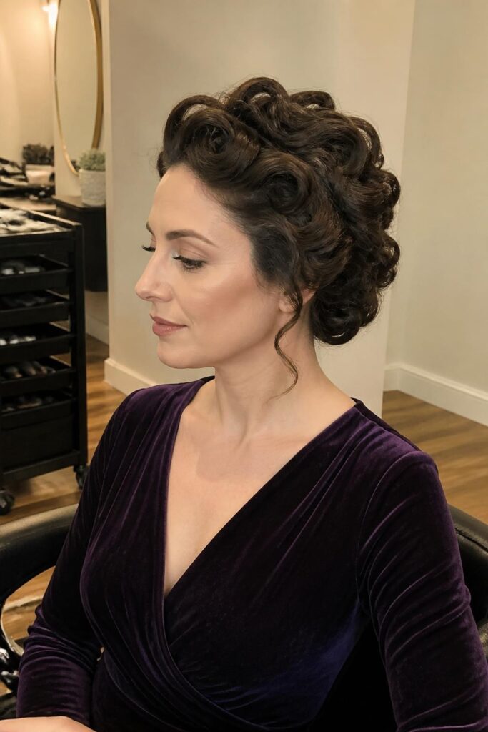 Pinned curls updo