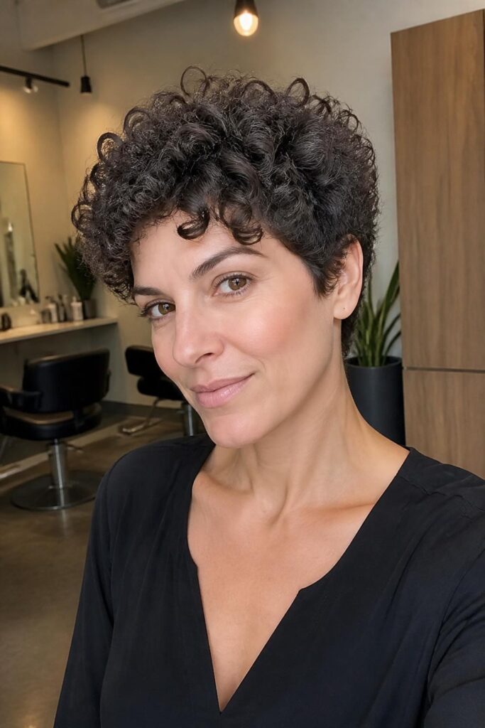 Pixie cut with curly texture