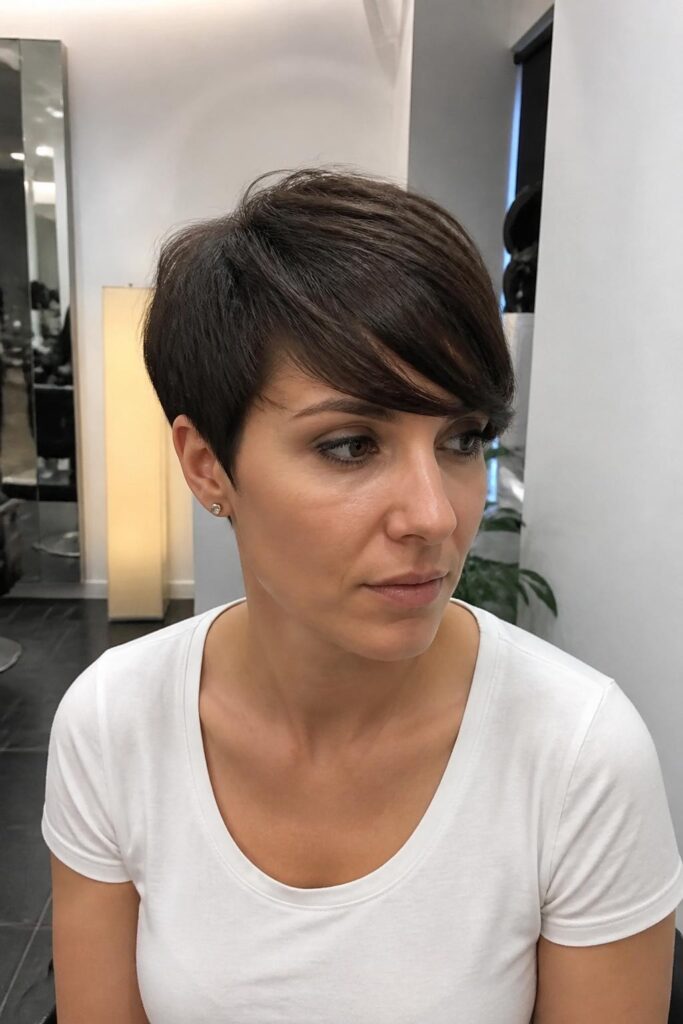 Pixie cut with long bangs