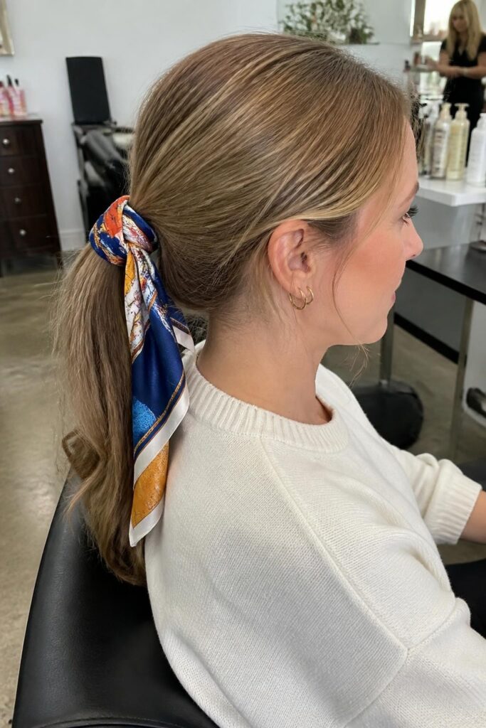 Ponytail with a ribbon or scarf