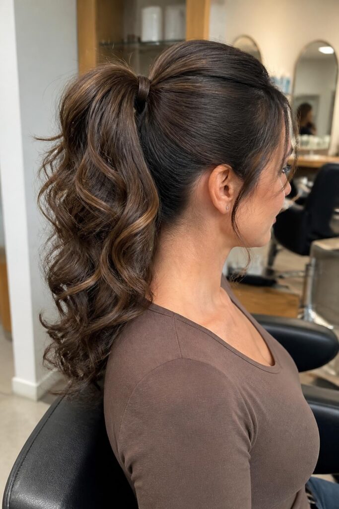 Ponytail with voluminous curls