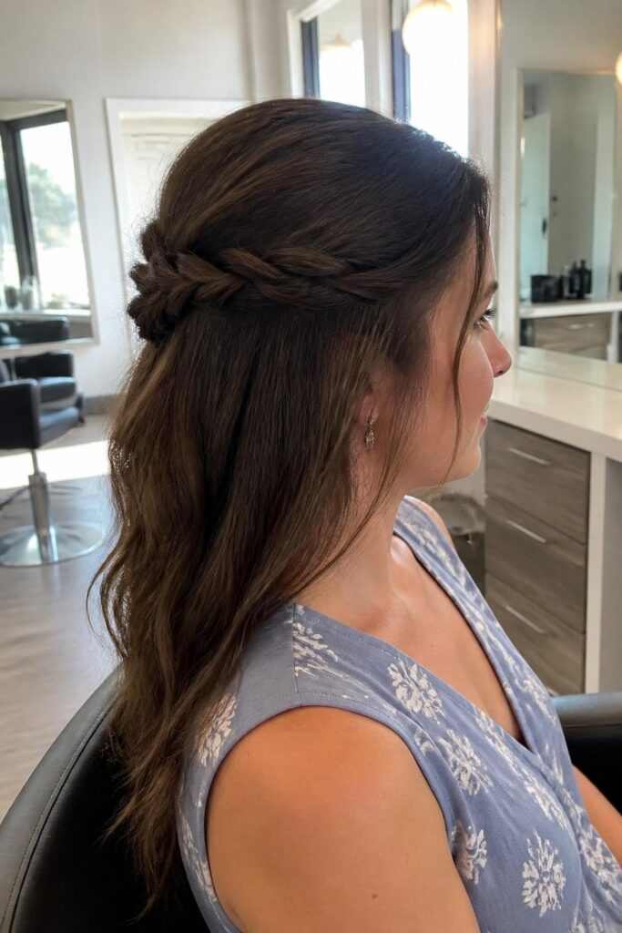 Rope twist half up style