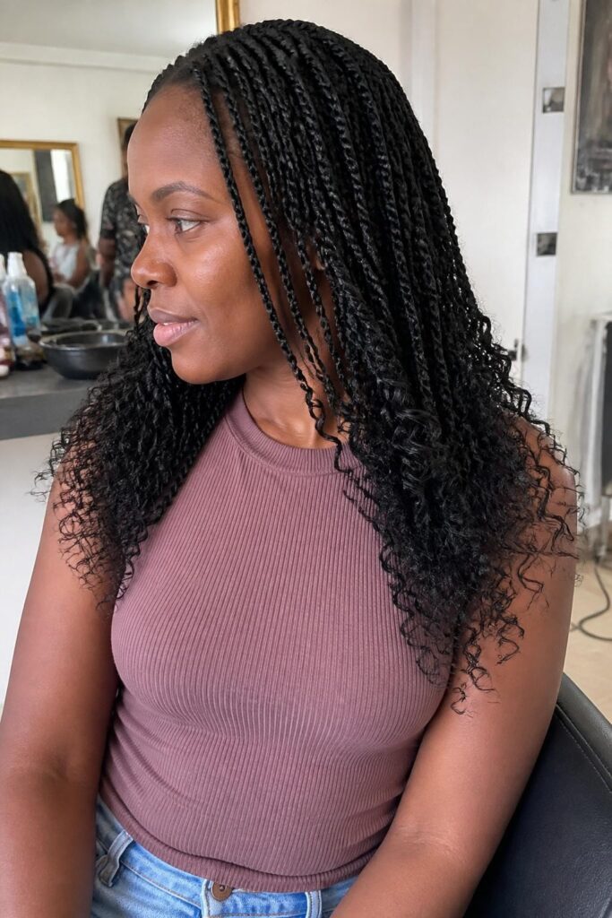 Senegalese twists with curly ends