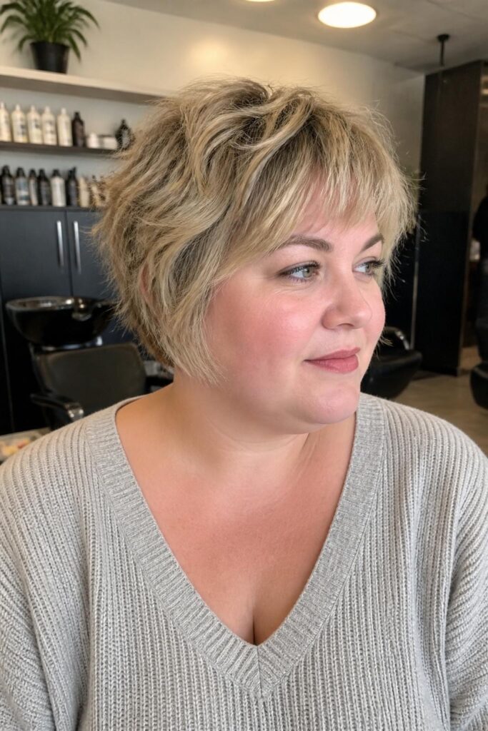 Shaggy pixie with wispy bangs