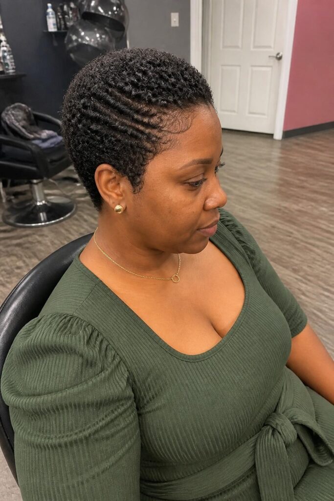 Short afro with defined waves