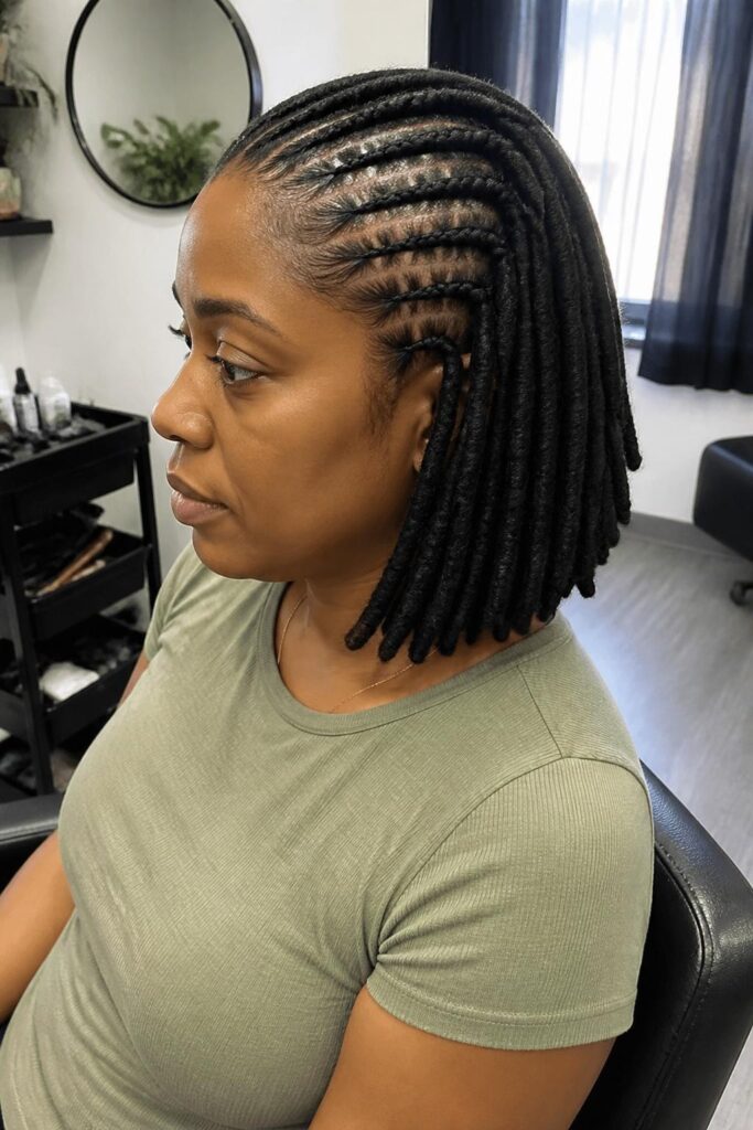 Short cornrow rasta bob