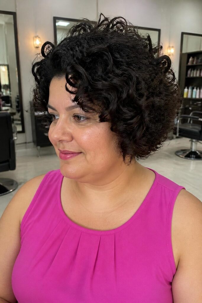 Short curly bob with volume