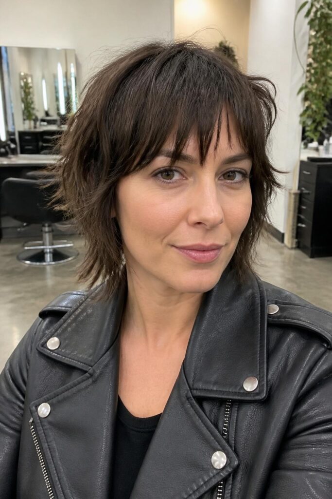 Short shag with wispy bangs