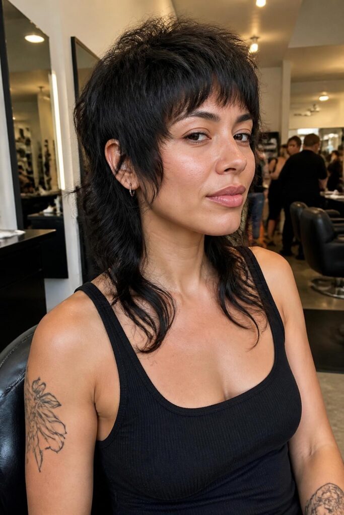 Short wolf cut with razor-edged layers