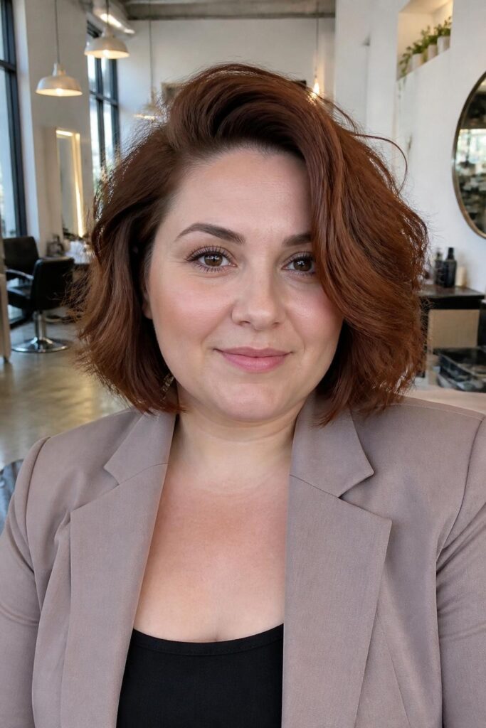 Side parted bob with volume