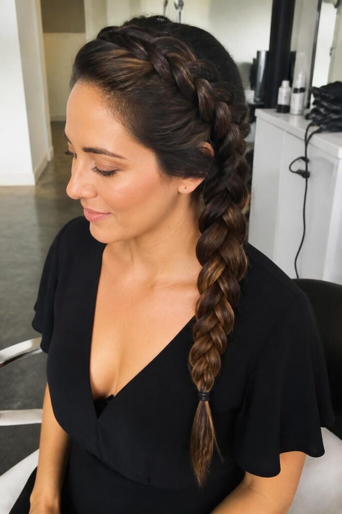 Side-swept dutch braid