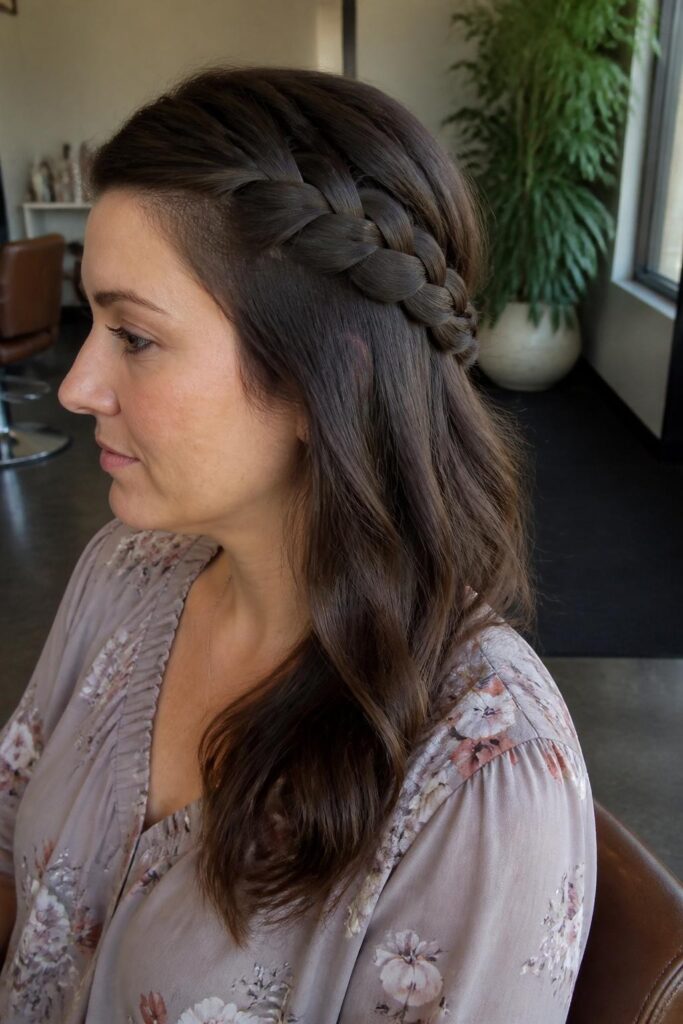 Side swept half braid
