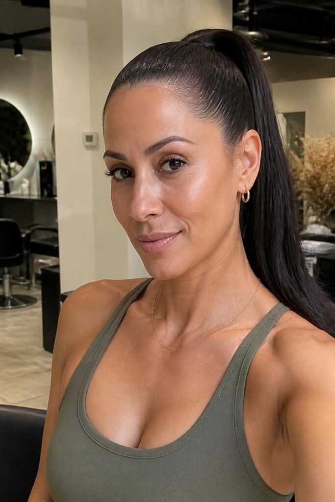 Sleek high ponytail