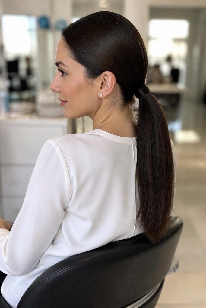 Sleek low ponytail