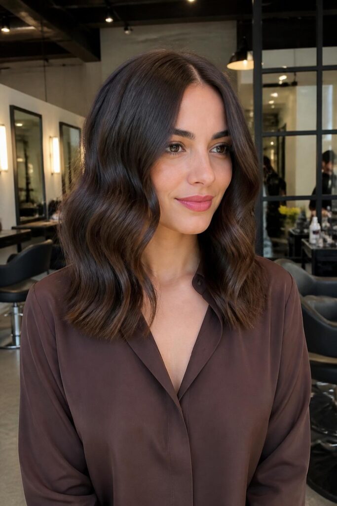 Sleek waves with a center part