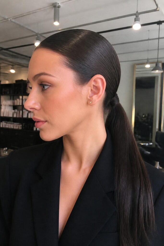 Slicked back low pony