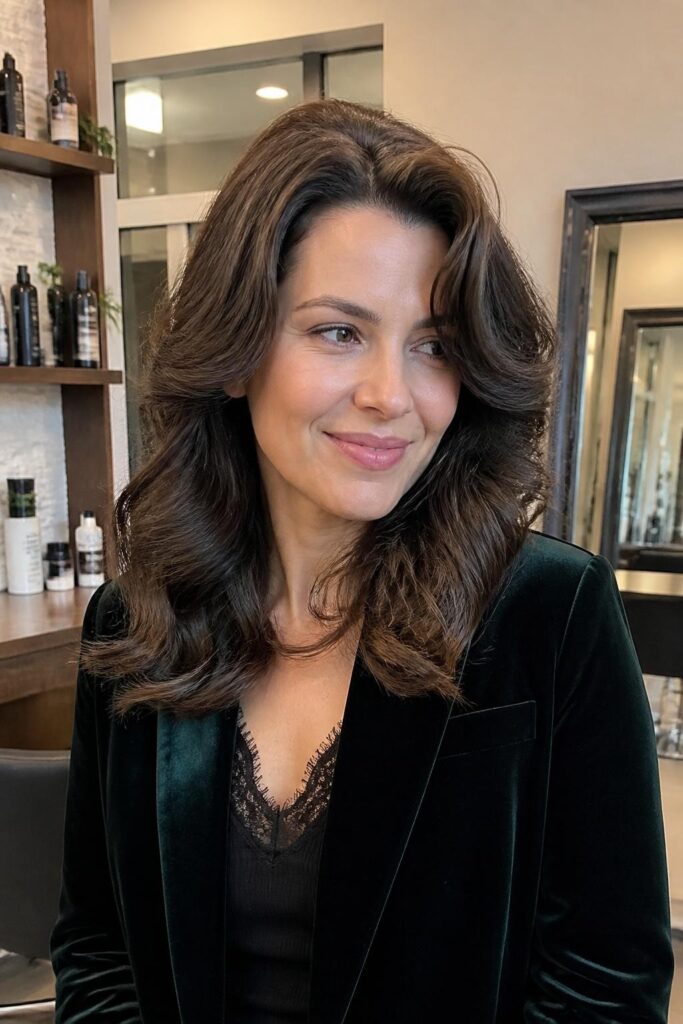 Soft curls with volume at crown