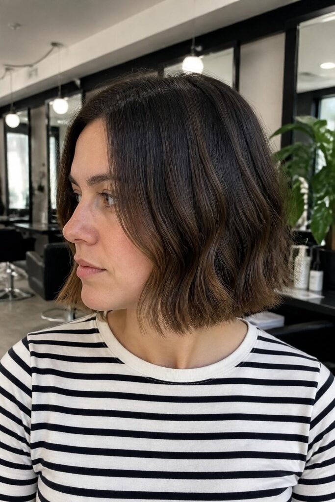 Textured bob with wavy ends