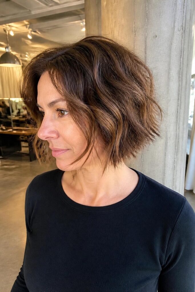 Textured choppy bob with wispy layers