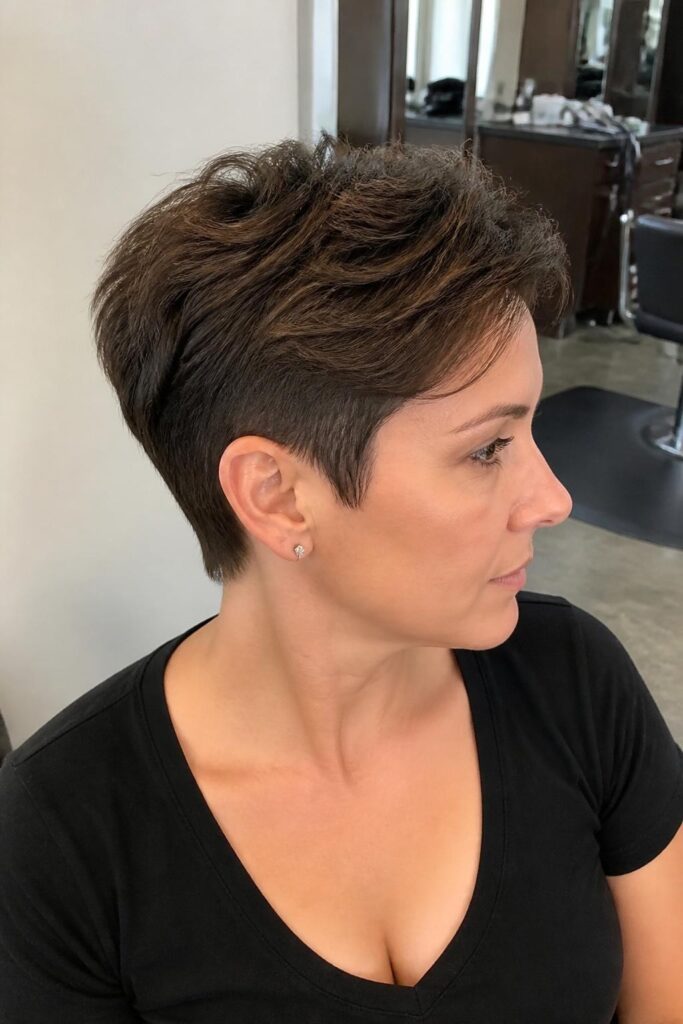 Textured pixie hush cut