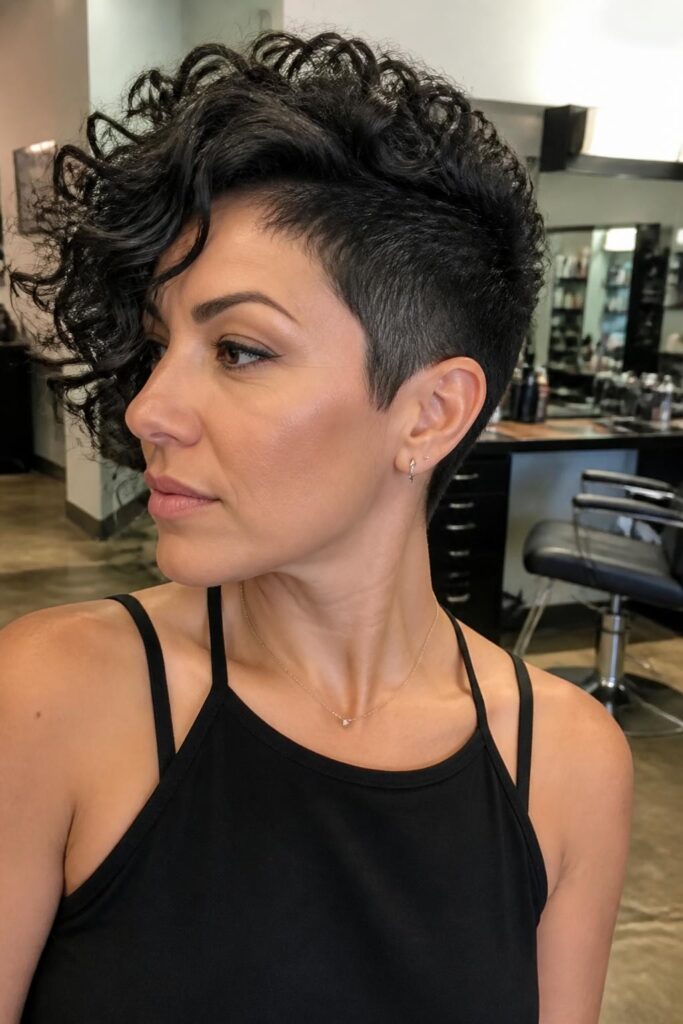 The asymmetrical curly pixie