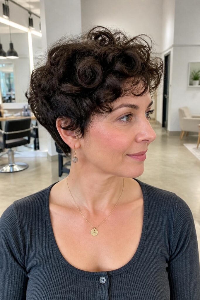 The curly pixie for fine hair