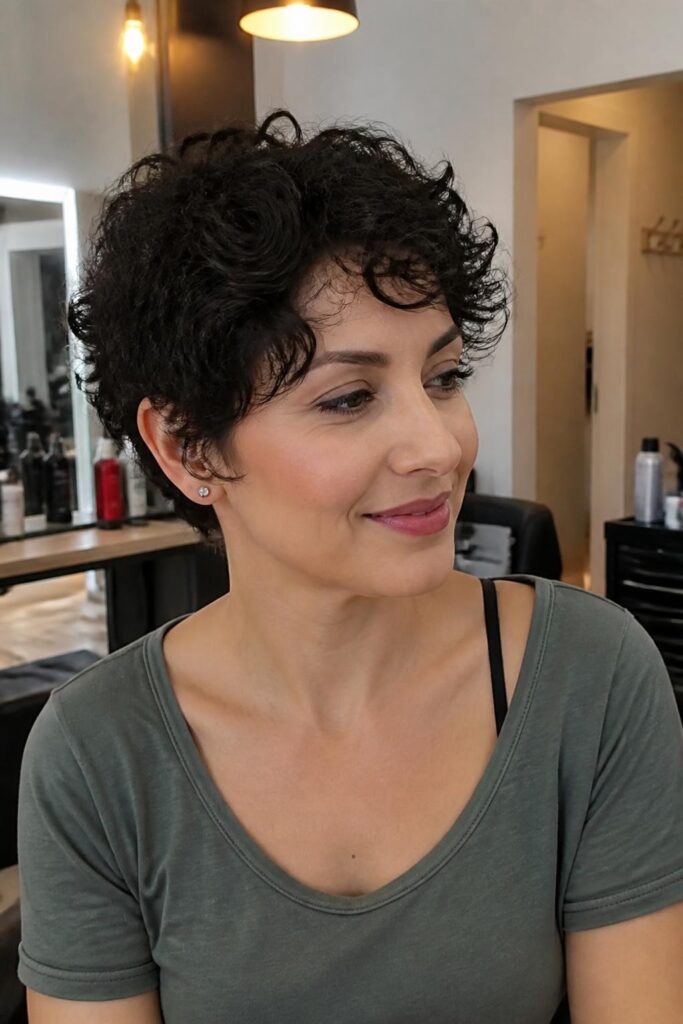 The curly pixie for oval faces