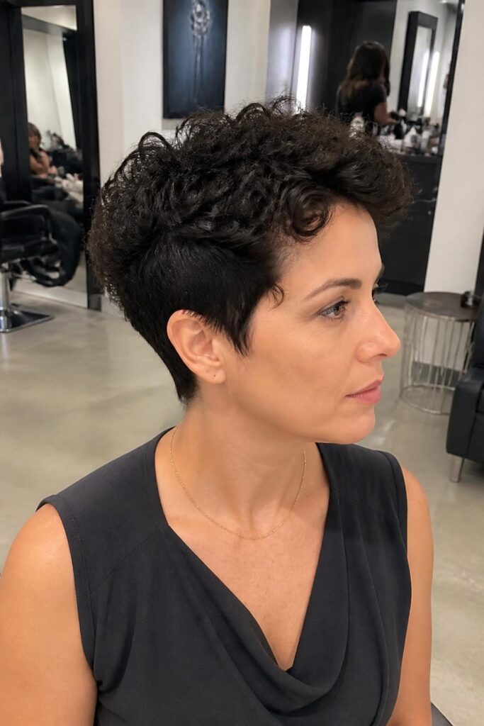 The curly pixie for thick hair