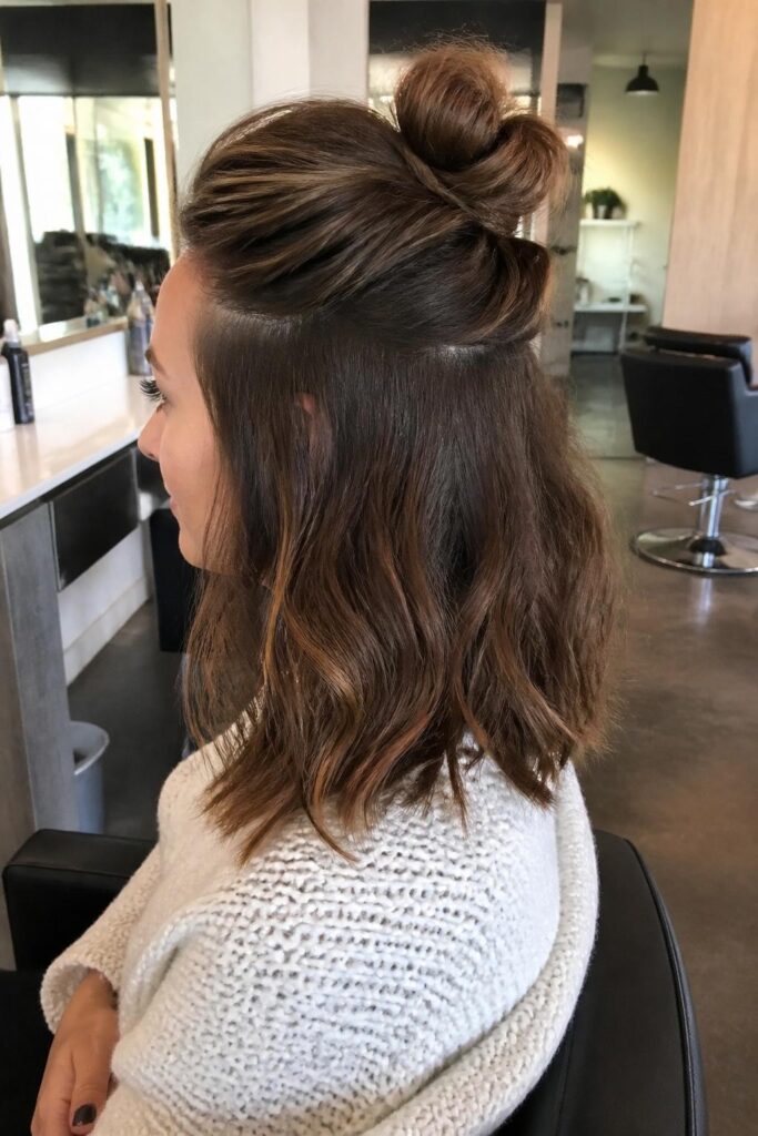 The half-up twisted bun