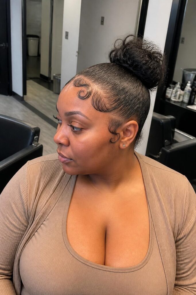The high bun with baby hair edges