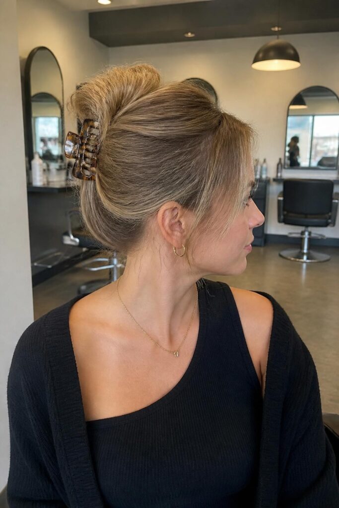 The high messy bun with clip